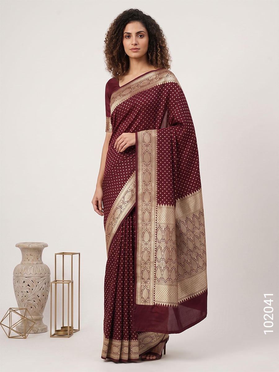 Georgette Zari Work Buti Banarasi Saree