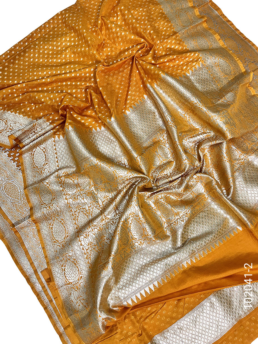 Georgette Zari Work Buti Banarasi Saree view 3