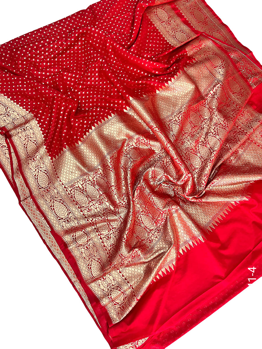 Georgette Zari Work Buti Banarasi Saree view 5