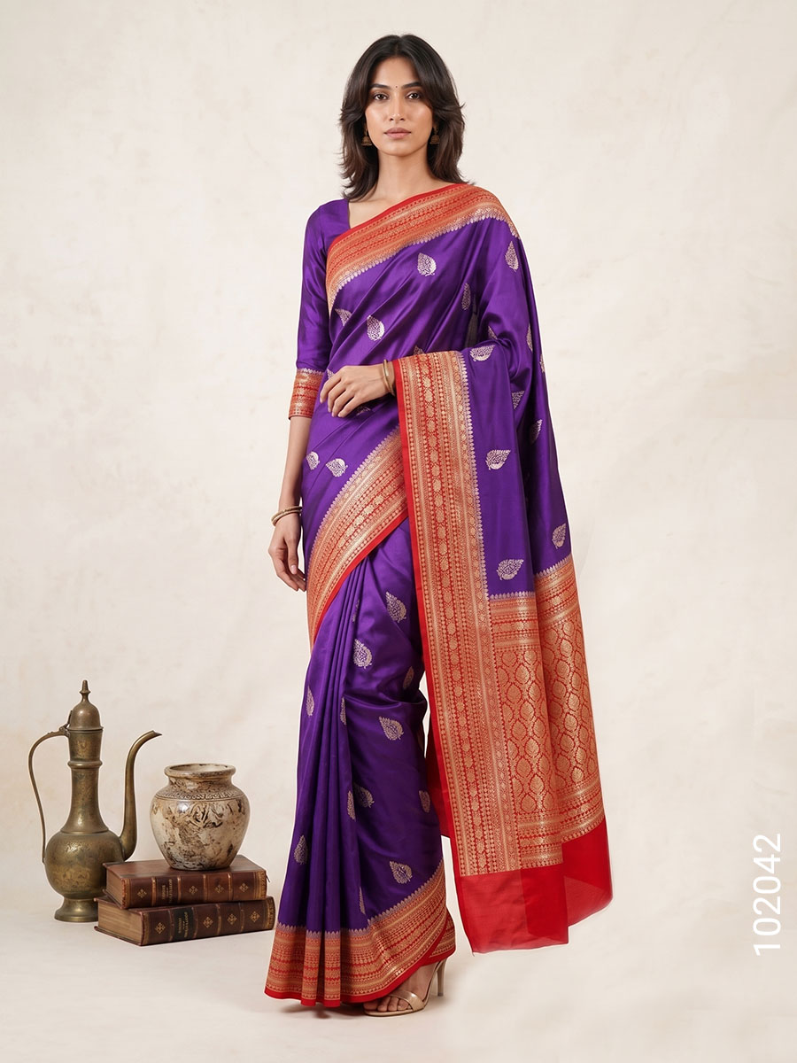 Katan Silk Zari Work Buti Banarasi Saree