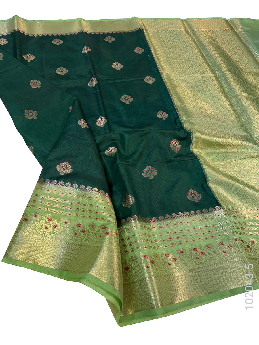 Soft Silk Zari Work Buta Banarasi Saree view 6