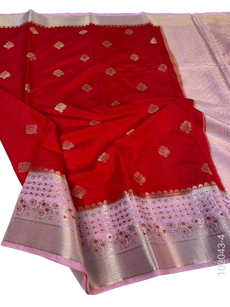 Soft Silk Zari Work Buta Banarasi Saree view 5