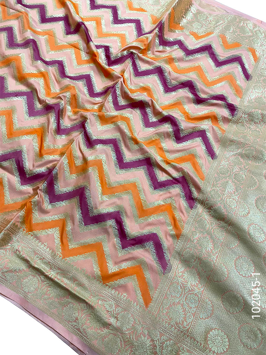 Katan Silk Rangkat Work Designer Banarasi Saree fabric close-up