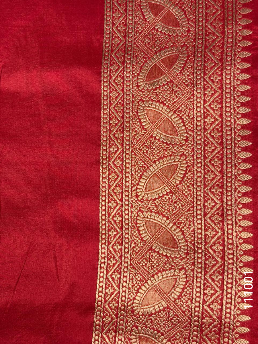 Katan Silk Zari Jaal Work Banarasi Saree view 6