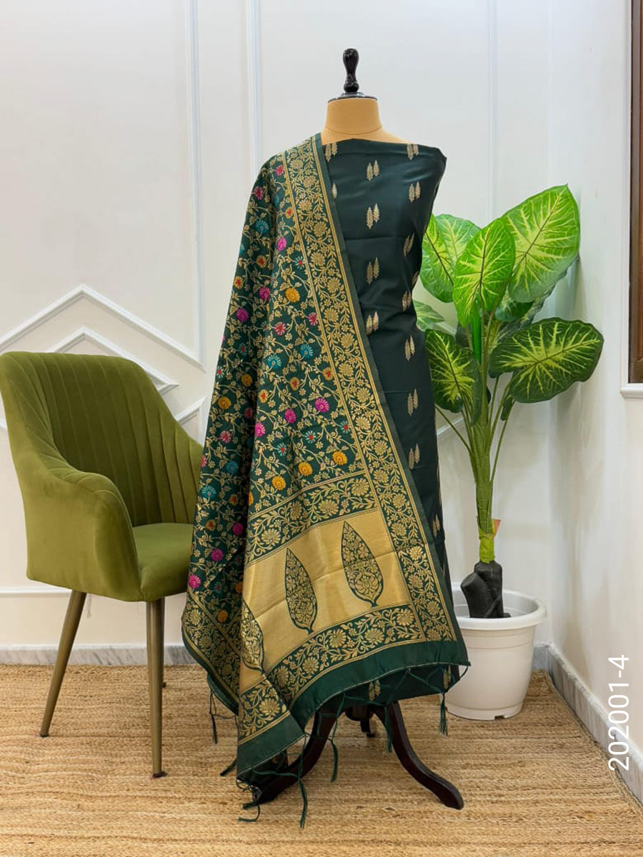 Katan Silk Zari Buti Work Banarasi Suit With Kinkhab Dupatta view 5