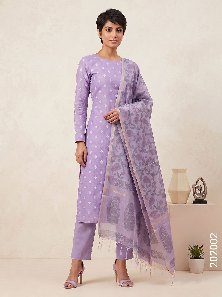 Lavender Faux Resham Suit Wholesale