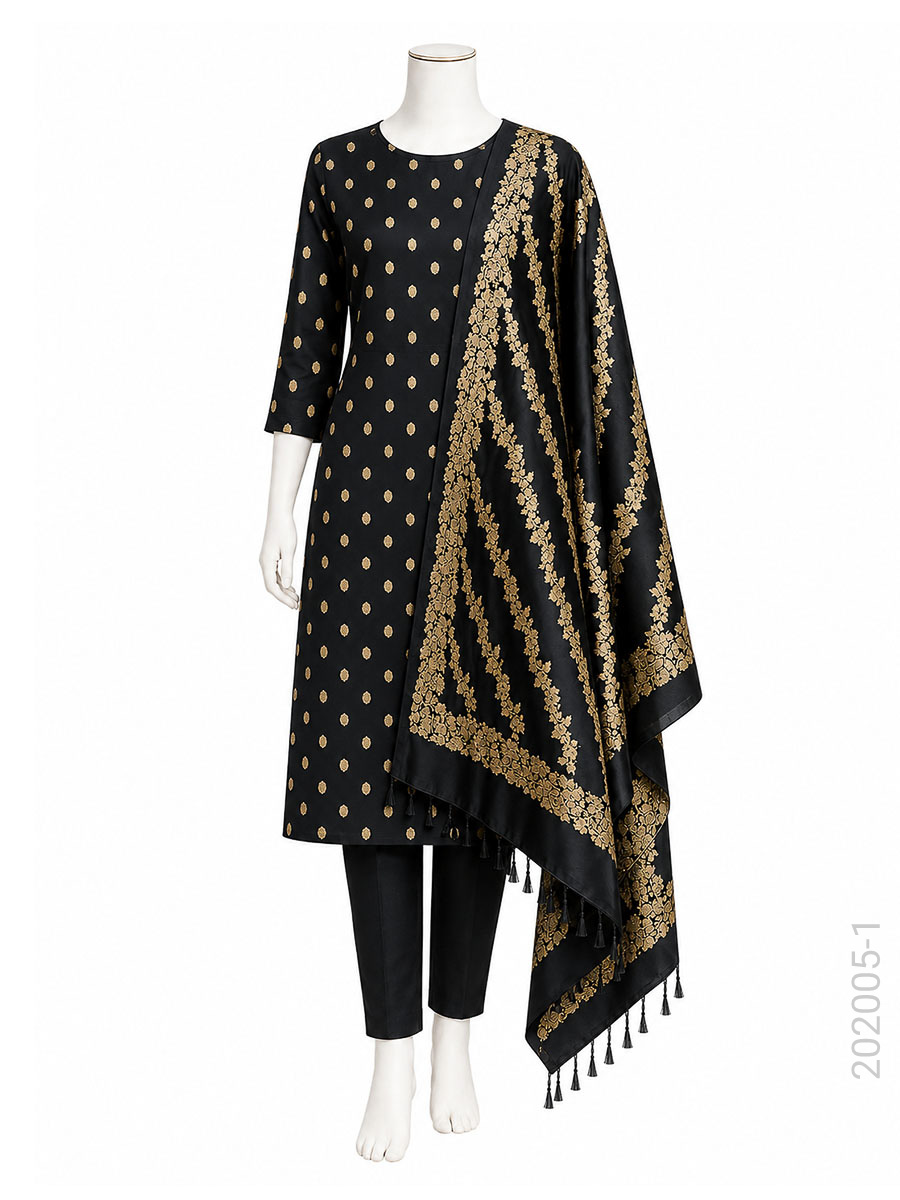 Katan Silk Zari Buti Work Banarasi Suit With Katan Silk Dupatta view 2
