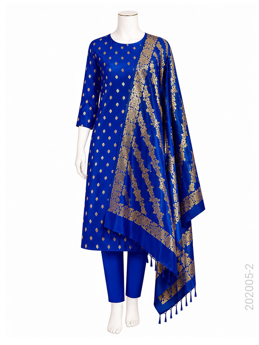Katan Silk Zari Buti Work Banarasi Suit With Katan Silk Dupatta view 3