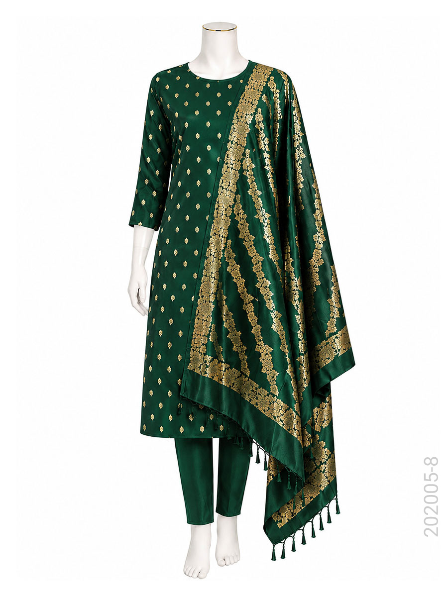 Katan Silk Zari Buti Work Banarasi Suit With Katan Silk Dupatta view 9