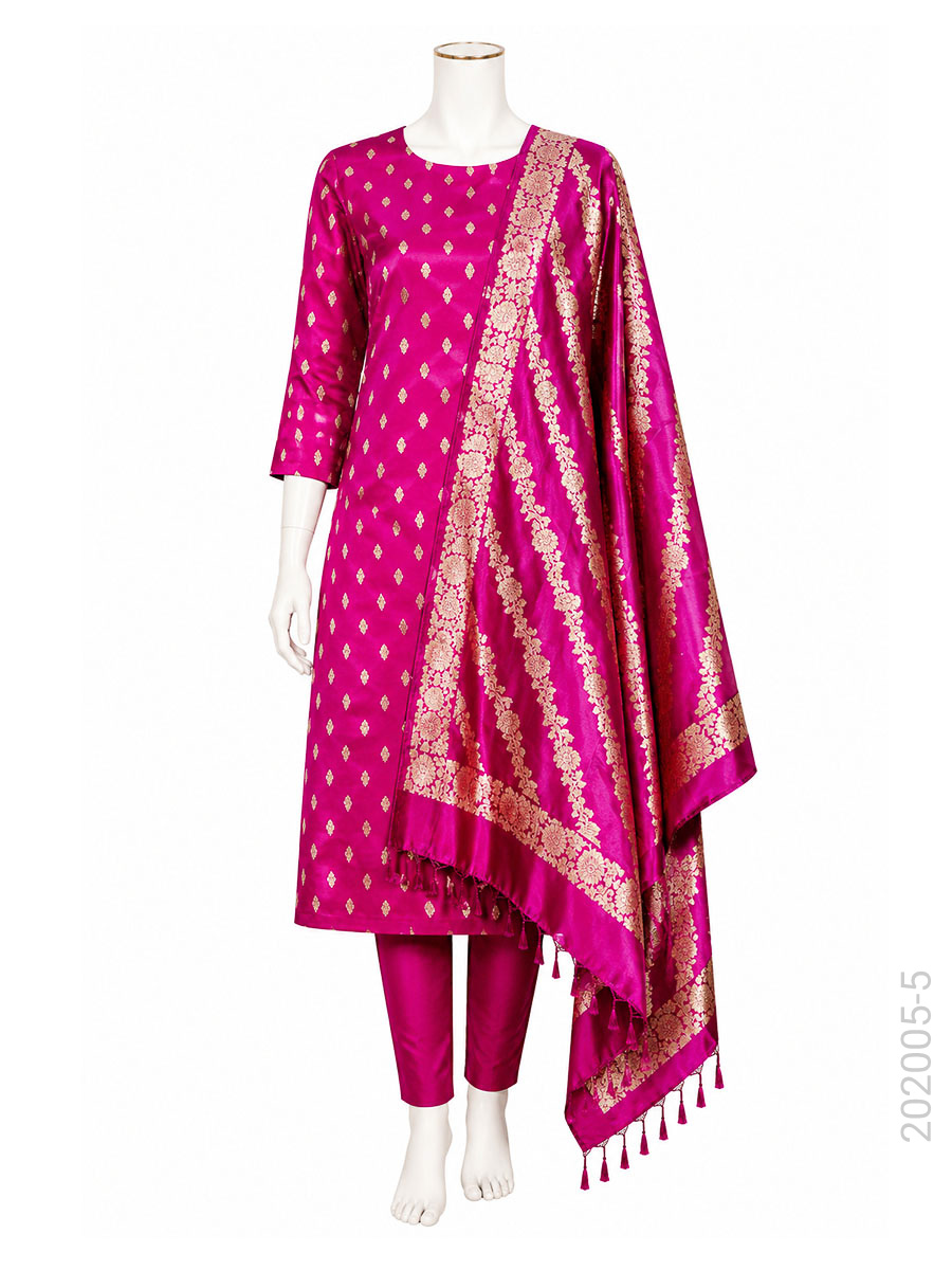 Katan Silk Zari Buti Work Banarasi Suit With Katan Silk Dupatta view 6
