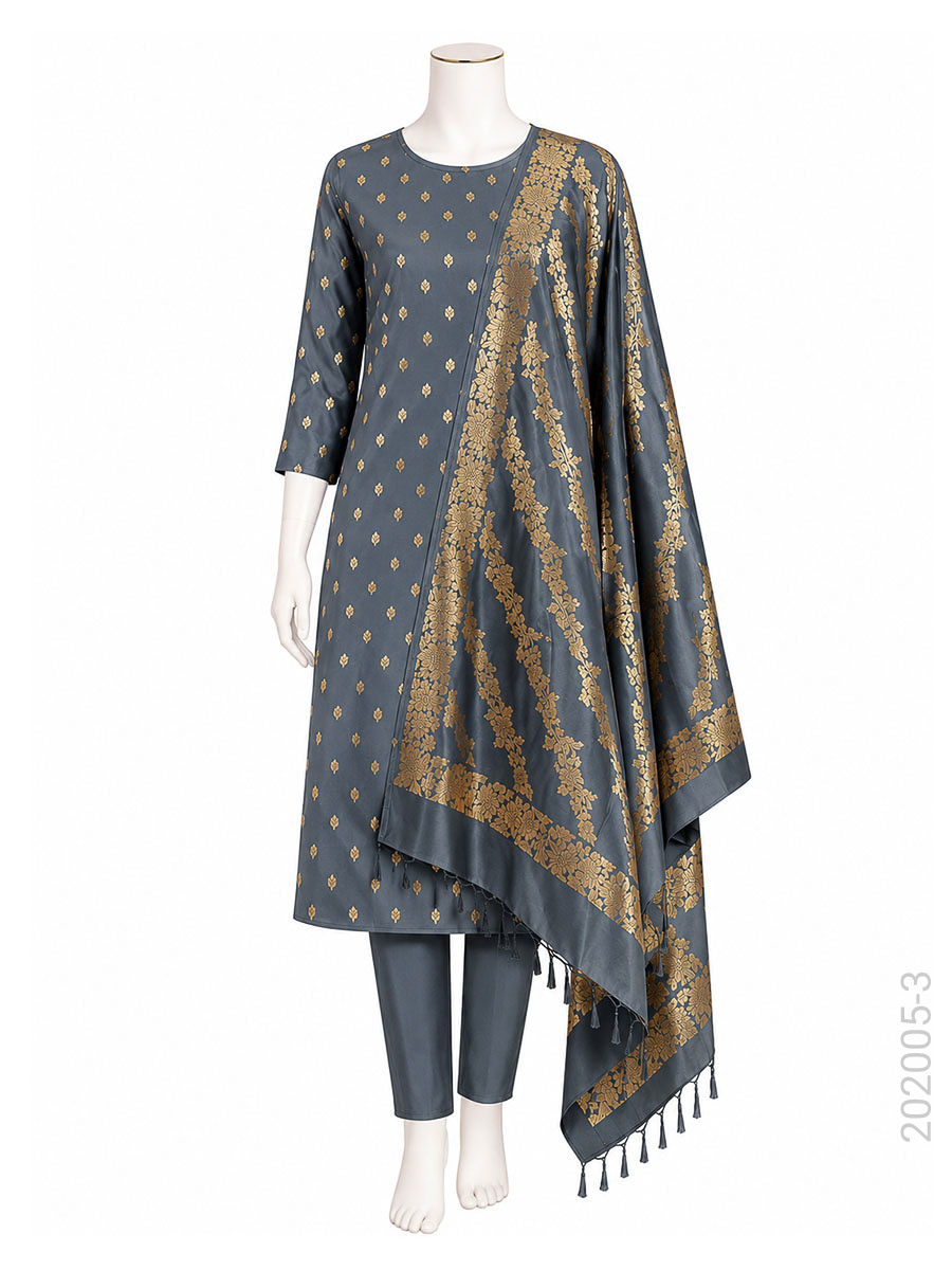 Katan Silk Zari Buti Work Banarasi Suit With Katan Silk Dupatta view 4