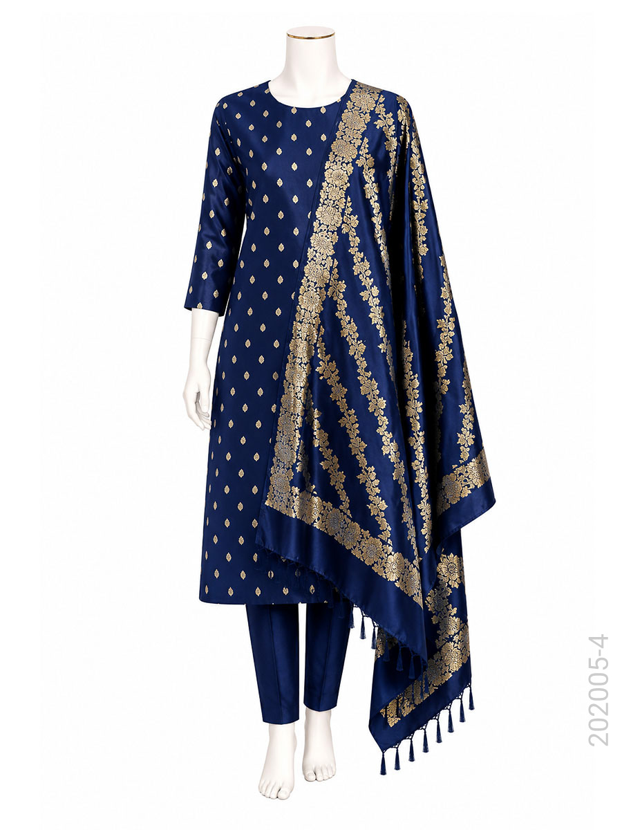 Katan Silk Zari Buti Work Banarasi Suit With Katan Silk Dupatta view 5