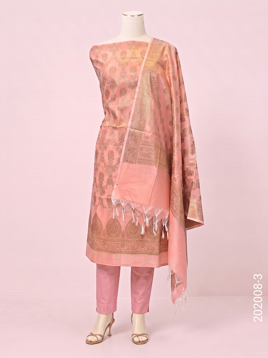 Cotton Silk Zari Jaal Work Banarasi Suit With Cotton Silk Dupatta view 4