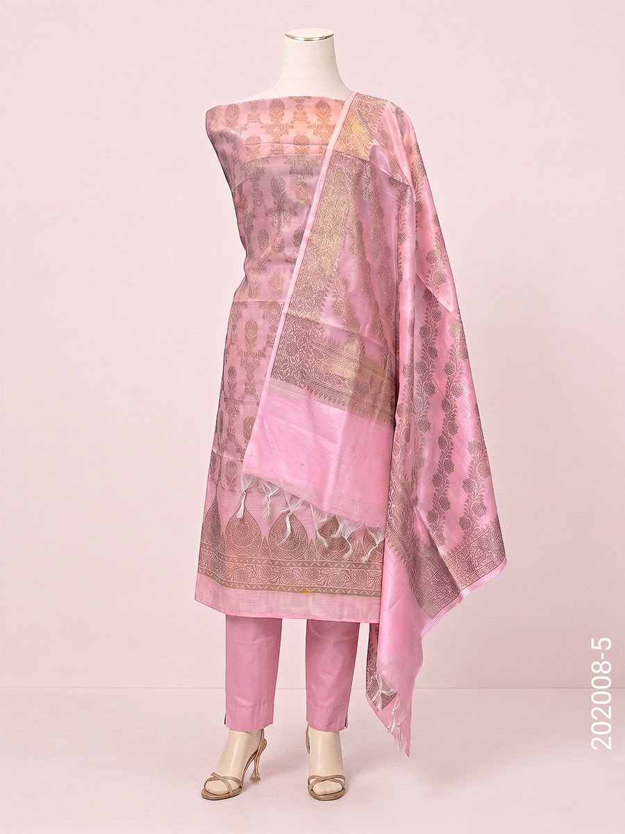 Cotton Silk Zari Jaal Work Banarasi Suit With Cotton Silk Dupatta view 6