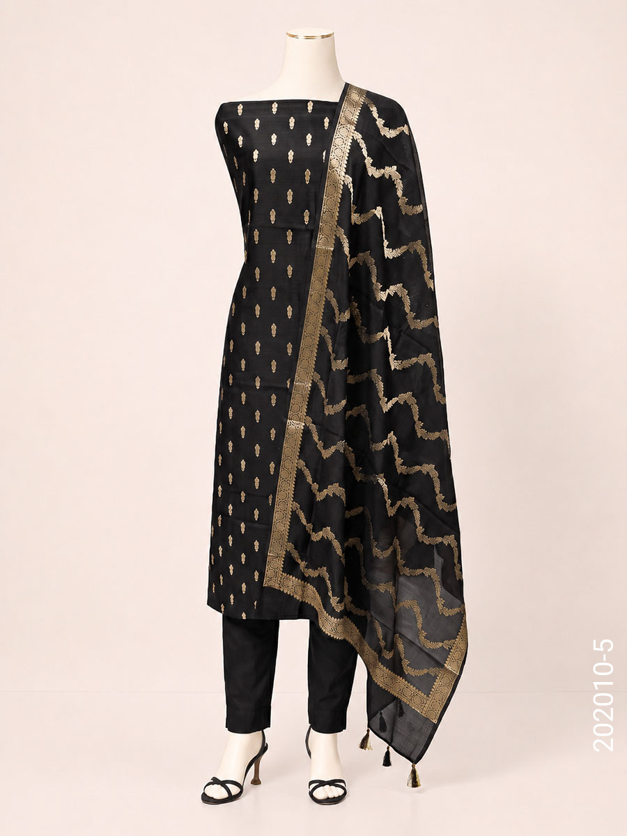 Katan Silk Zari Buti Work Banarasi Suit With Katan Silk Dupatta view 6