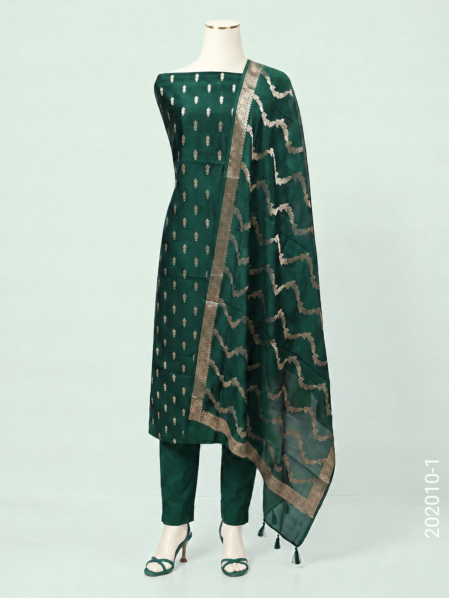 Katan Silk Zari Buti Work Banarasi Suit With Katan Silk Dupatta view 2
