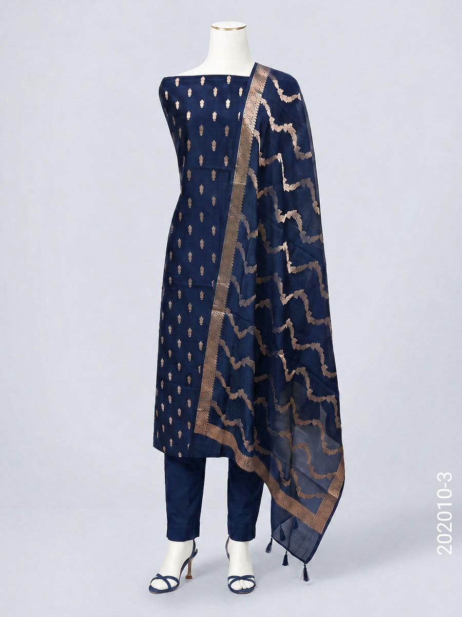 Katan Silk Zari Buti Work Banarasi Suit With Katan Silk Dupatta view 4