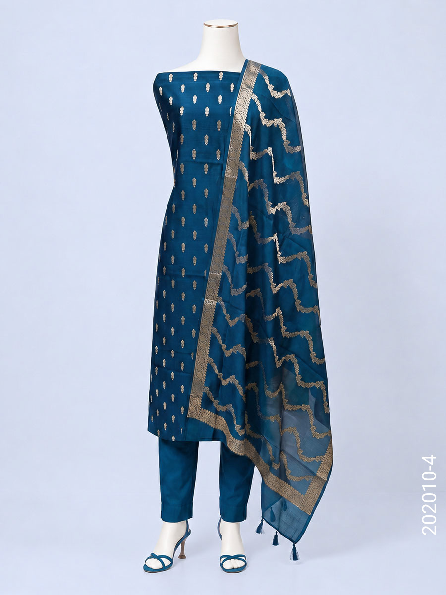 Katan Silk Zari Buti Work Banarasi Suit With Katan Silk Dupatta view 5