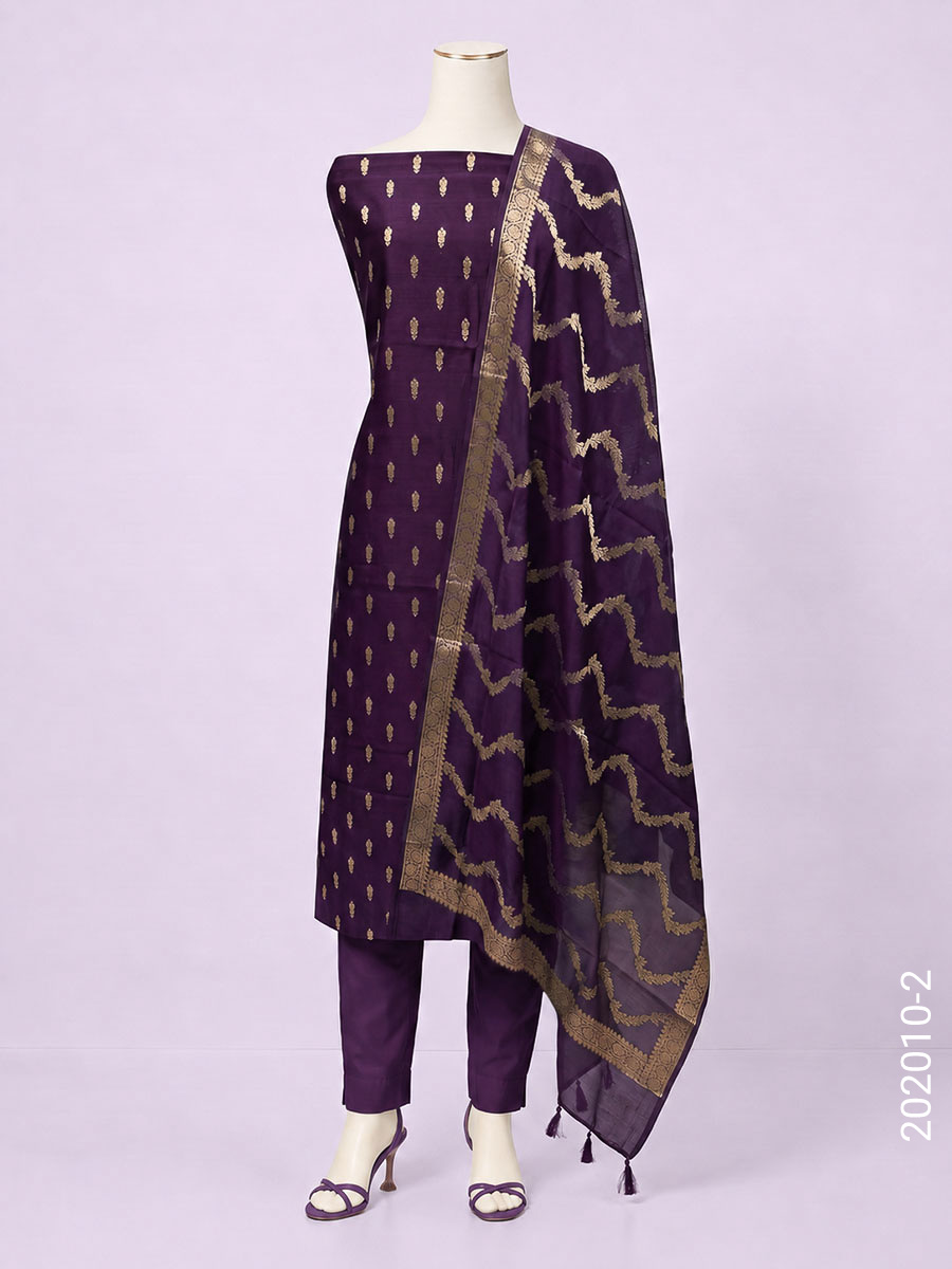 Katan Silk Zari Buti Work Banarasi Suit With Katan Silk Dupatta view 3